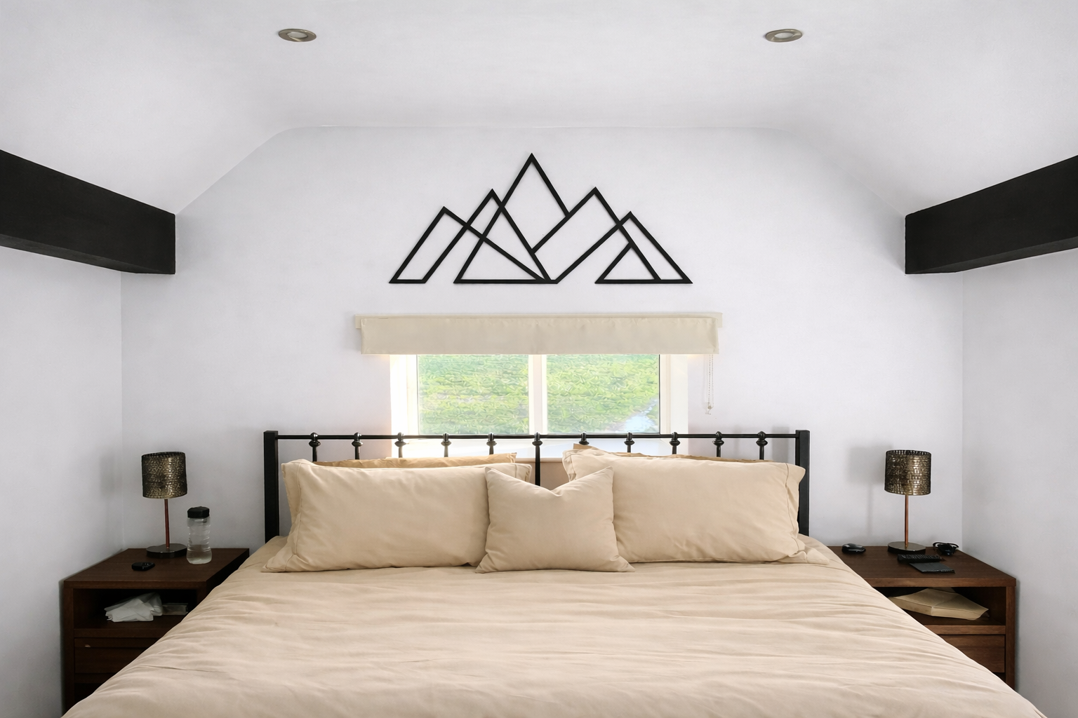 Geometric Mountain Wall Decor, Minimalist Metal Mountains Art, Modern Line Landscape Wall Hanging