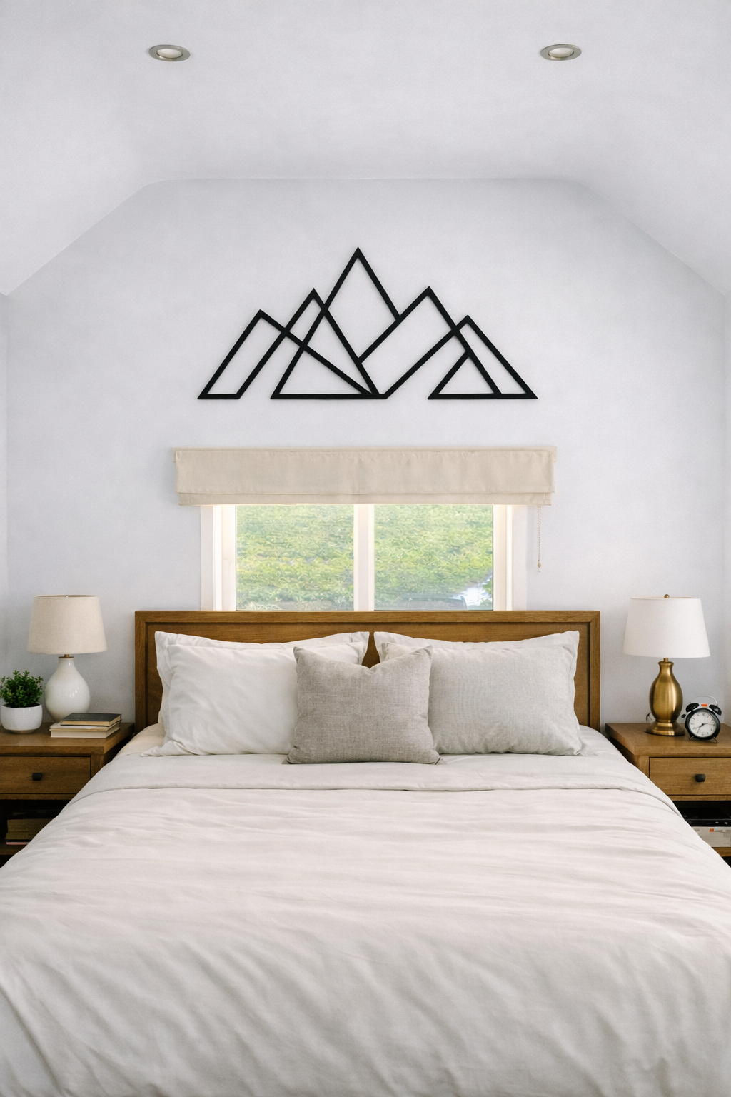 Geometric Mountain Wall Decor, Minimalist Metal Mountains Art, Modern Line Landscape Wall Hanging