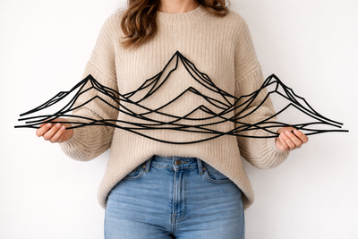 Mountain Wall Decor Bedroom, Minimalist Black Line Art Mountain Range, Mountain Wall Hanging