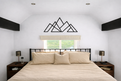 Geometric Mountain Wall Decor, Minimalist Metal Mountains Art, Modern Line Landscape Wall Hanging