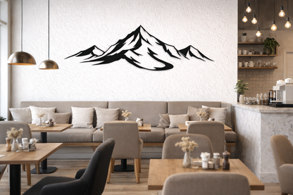 Mountain Cabin Wall Art Metal Large, Minimalist Nature Wall Hanging, Modern Decorative Unframed Wall Art