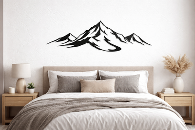 Mountain Cabin Wall Art Metal Large, Minimalist Nature Wall Hanging, Modern Decorative Unframed Wall Art