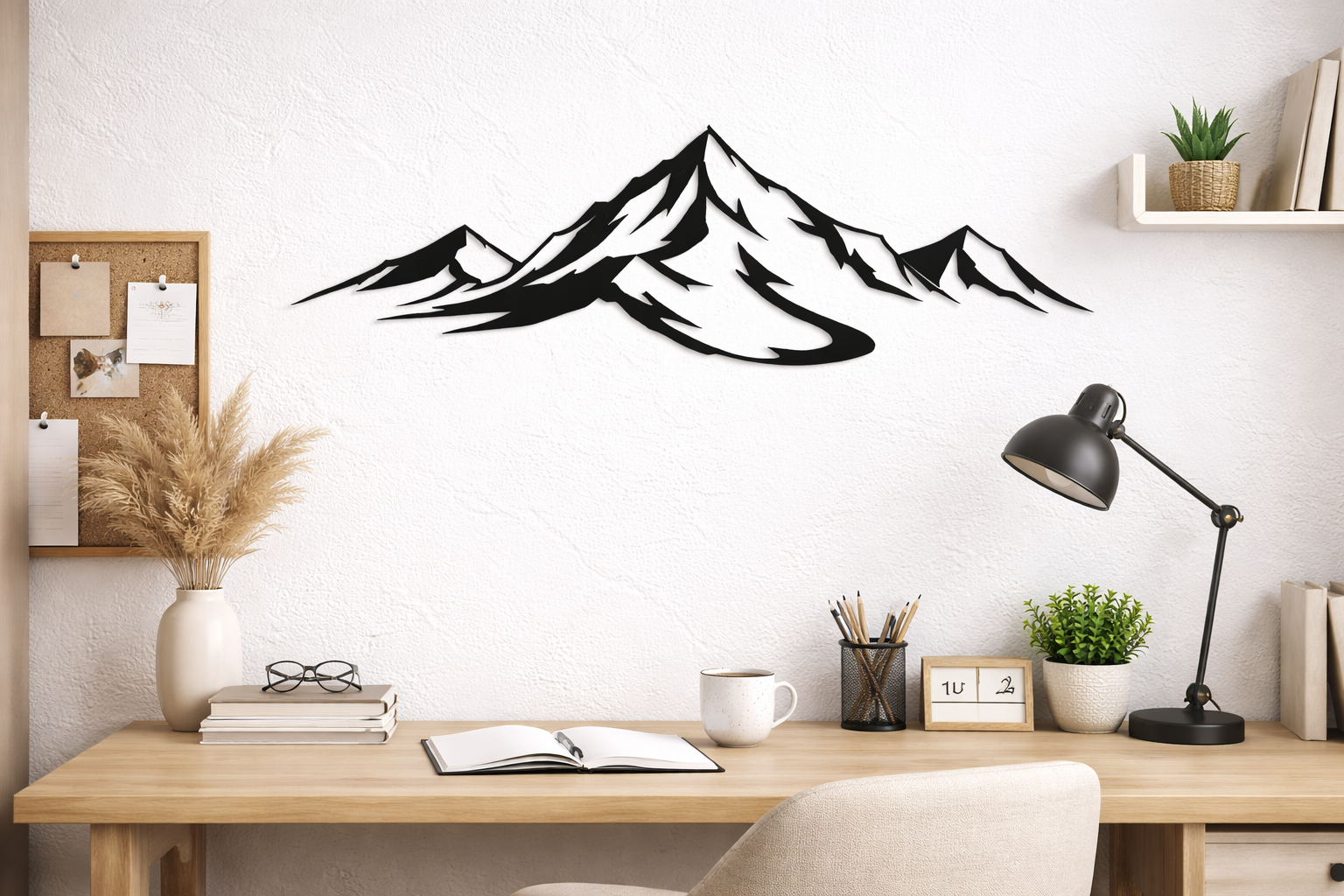 Mountain Cabin Wall Art Metal Large, Minimalist Nature Wall Hanging, Modern Decorative Unframed Wall Art