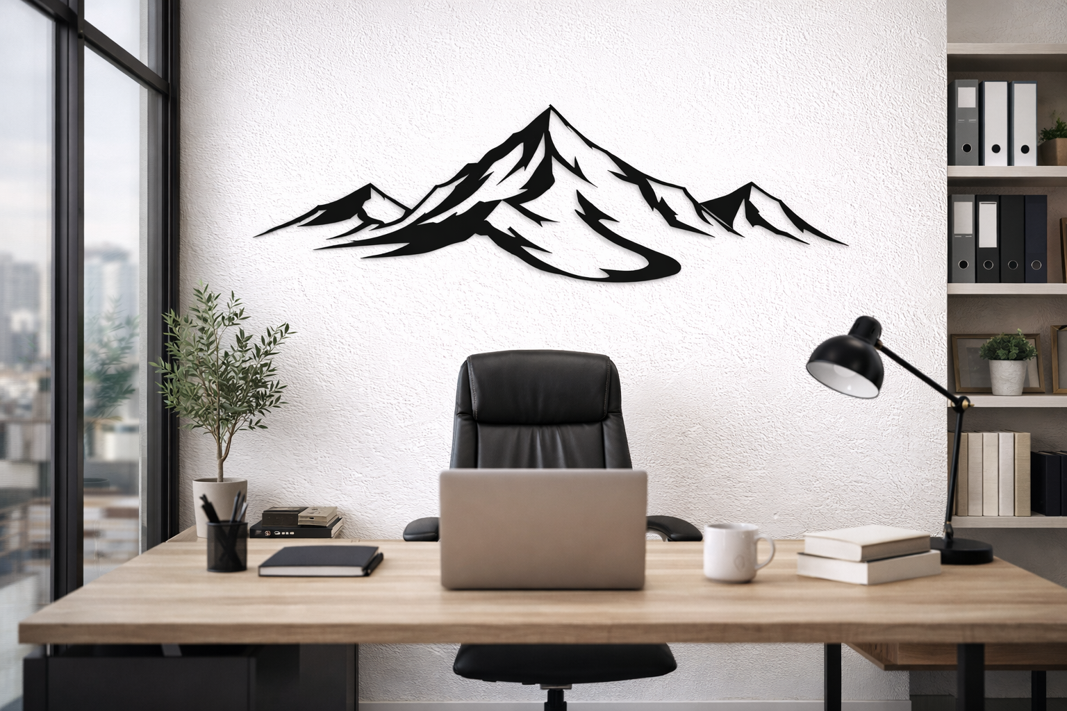 Mountain Cabin Wall Art Metal Large, Minimalist Nature Wall Hanging, Modern Decorative Unframed Wall Art