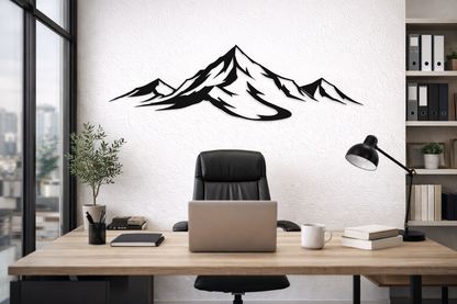 Mountain Cabin Wall Art Metal Large, Minimalist Nature Wall Hanging, Modern Decorative Unframed Wall Art